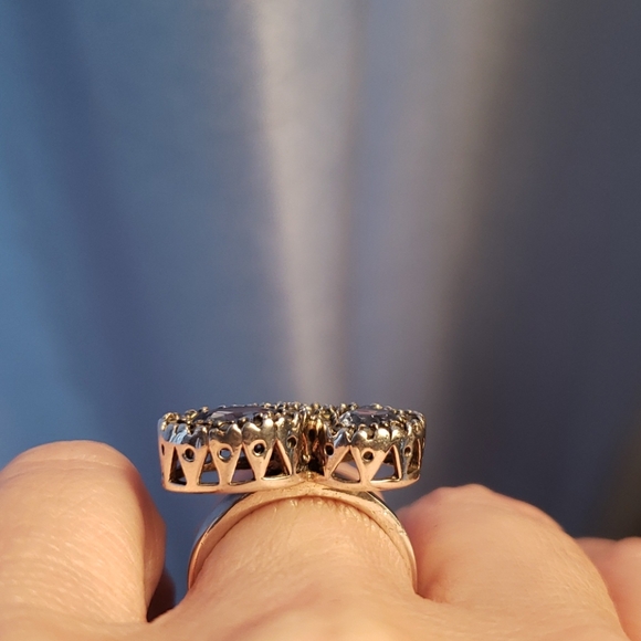 Sterling 925 Silver blue topaz and marcasite ring - Picture 5 of 6